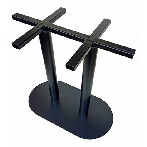 Double Leg Table Base - Color: Silver (Natural Steel Finish)