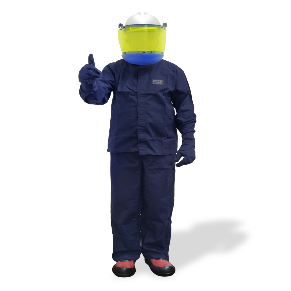 Arc Flash Suit 8 Cal - 240gsm Flame Resistant Cotton, Atpv Rating 8-12 Cal/cm2 | Hrc 2 Protection, Washable, Velcro Fastening, Complete Safety Kit