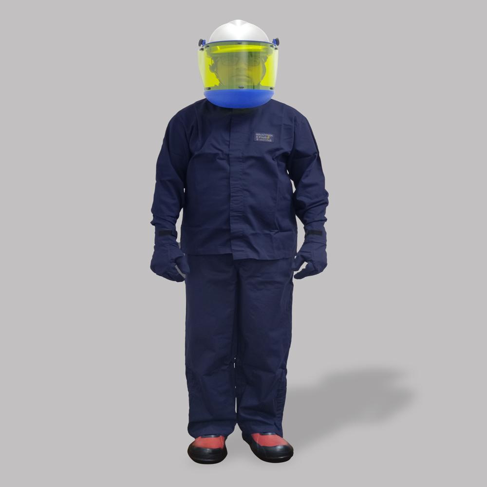 Arc Flash Suit 8 Cal - 240gsm Flame Resistant Cotton, Atpv Rating 8-12 Cal/cm2 | Hrc 2 Protection, Washable, Velcro Fastening, Complete Safety Kit