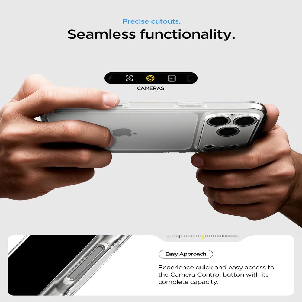 Spigen  Back Cover Case Compatible with iPhone 17 Pro  Crystal Clear