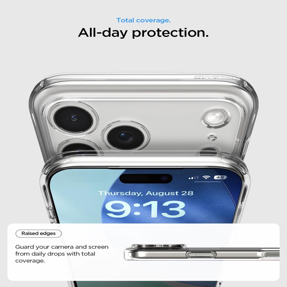 Spigen  Back Cover Case Compatible with iPhone 17 Pro  Crystal Clear