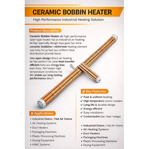 Bobin Porclien Heater - Application Areas: Industrial Ovens
