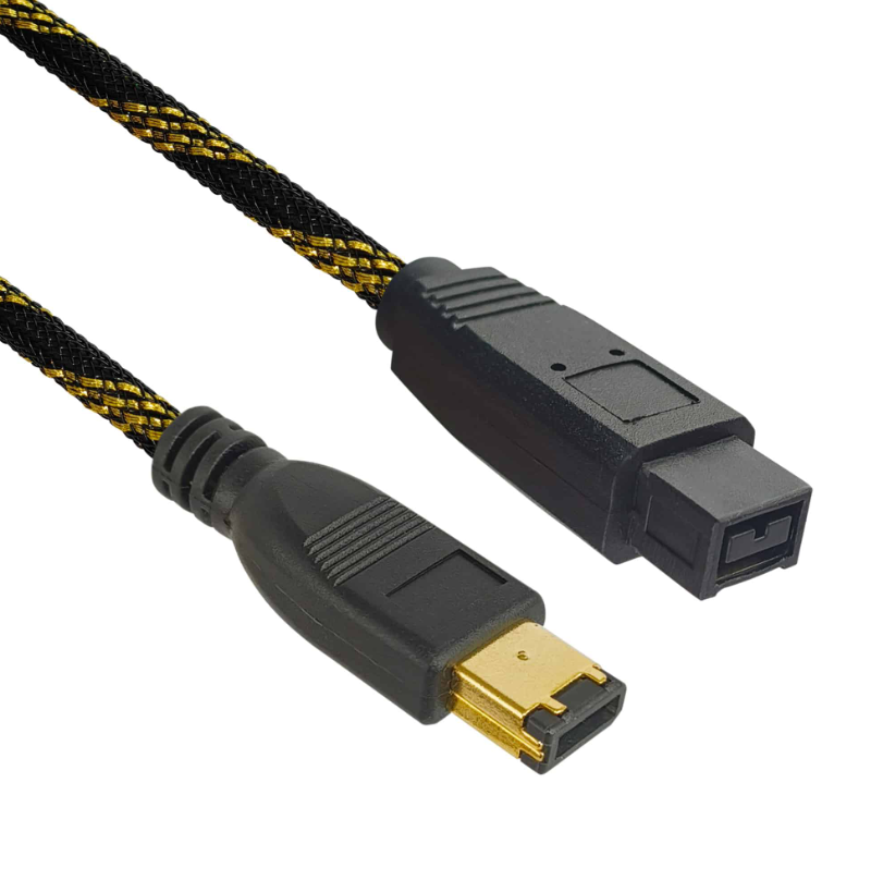 Mx Firewire Ieee 1394B 9 Pin To 6 Pin Cord, Gold Plated With Nylon Mesh (Bilingual)   10 Meters - Conductor Material: Brass