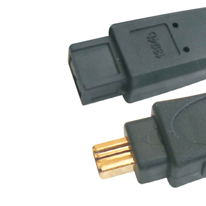 Mx Firewire Ieee 1394B 9 Pin To 4 Pin Cord, Gold Plated With Nylon Mesh (Bilingual) 10 Meters - Color: Black