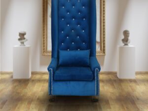 KING CHAIR WITH BLUE FABRIC