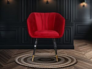 LOUNGE CHAIR WITH RED VELVET FABRIC
