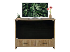 GLASS DOOR TV UNIT WITH TWO DRAW STORAGE