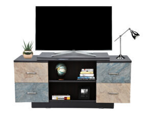 DOUBLE DRAW TV UNIT WITH TWO SHELVES