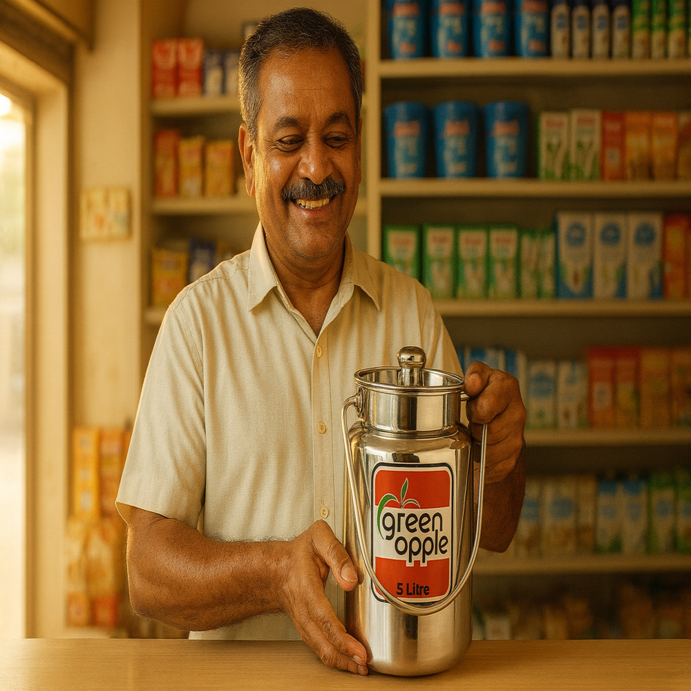 Stainless Steel Milk Dolchi & Milk Can With Handle