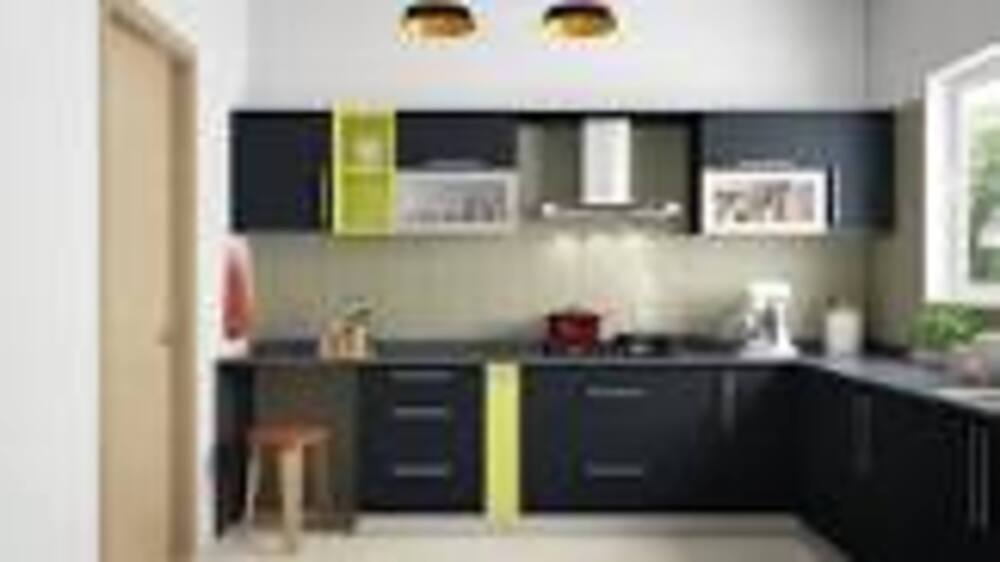L Shaped Modular Kitchen - Color: All Color Available
