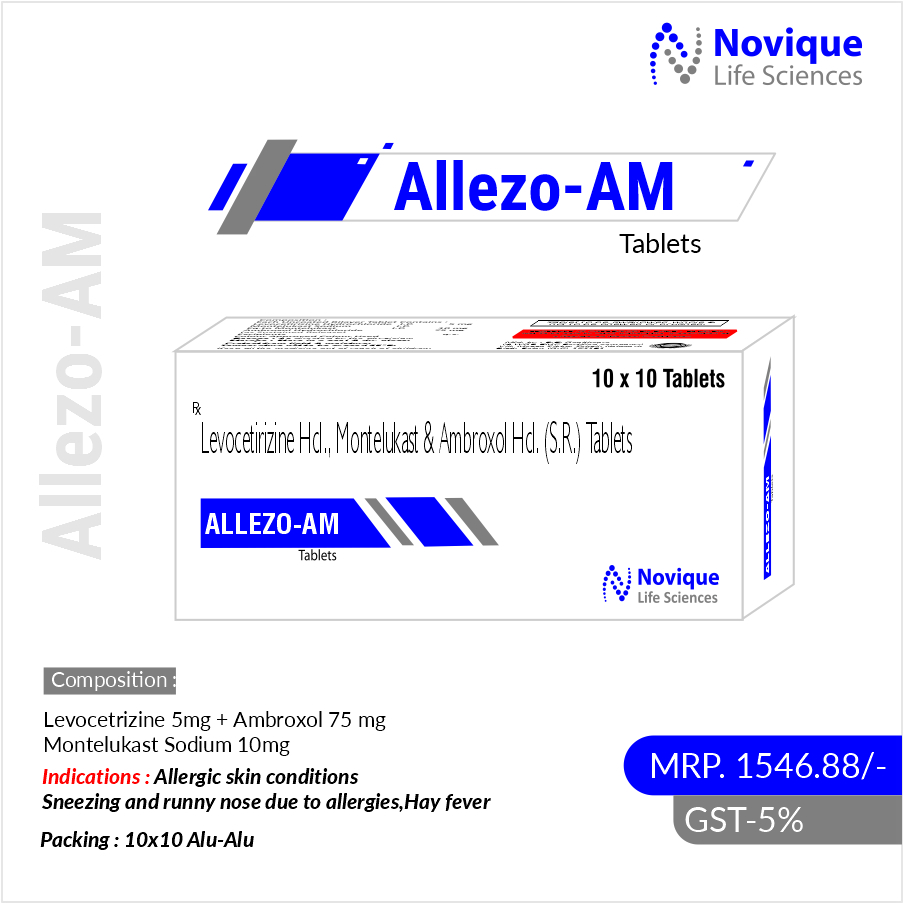 Levocetrizine 5 Mg + Ambroxol 75mg + Montelukast Sodium 10 Mg