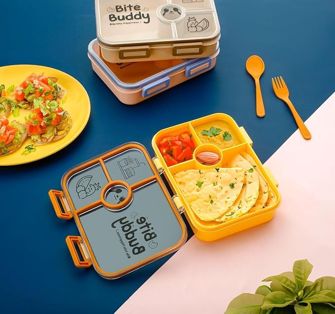 Bite Buddy Lunch Box - Color: (Peach & Blue)