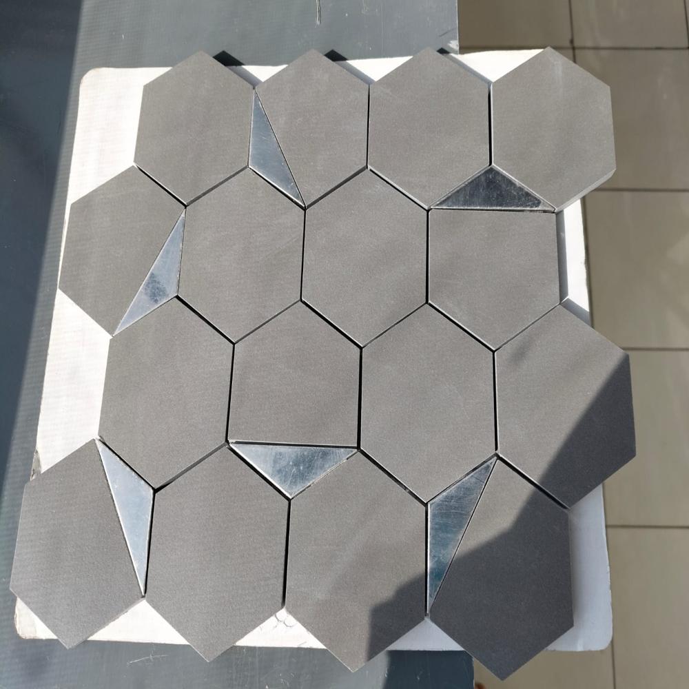 Grigio Half Silver  Mosaic Tiles