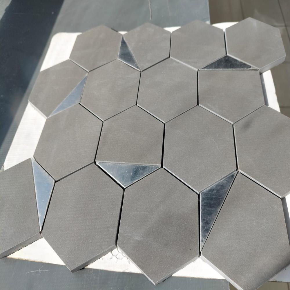 Grigio Half Silver  Mosaic Tiles