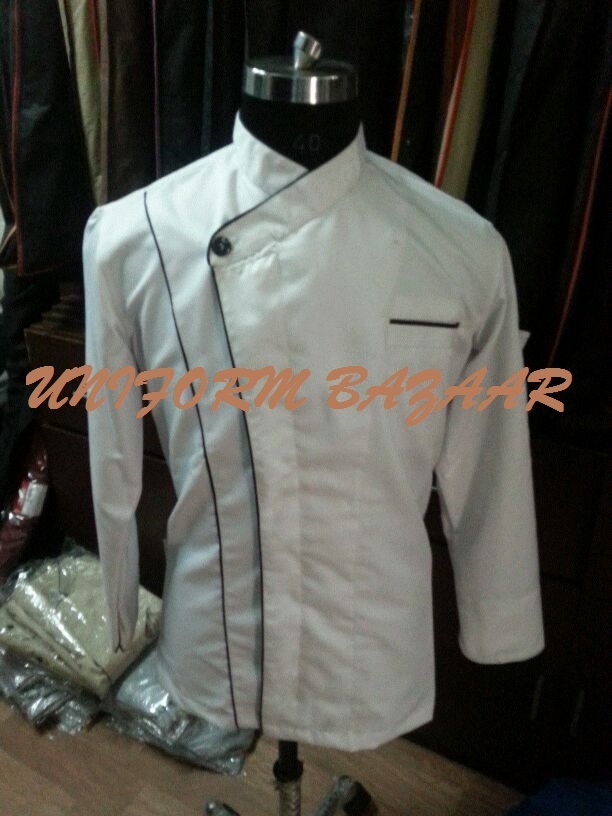 Chef coat White black piping