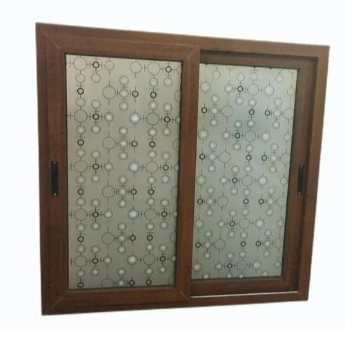 2 Feet Upvc Glass Sliding Window - Color: Brown
