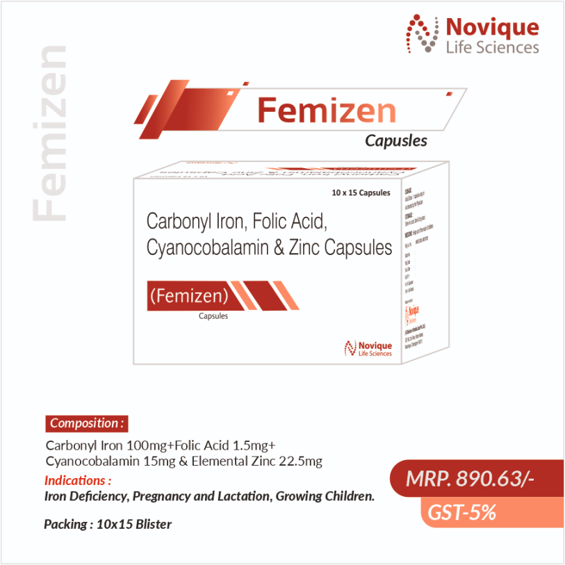 Carbonyl Iron 100mg + Folic Acid 1.5 Mg + Cyanocobalamin 15 Mg + Elemental Zinc 22.5mg