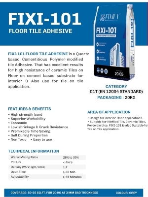 Fixi-101 Floor Tile Adhesive - Color: Grey
