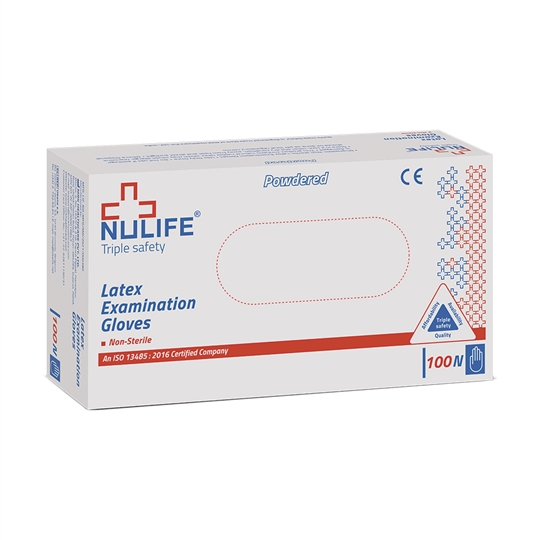Nulife Non Sterile White Latex Gloves for Medical & Industrial Use, Powdered