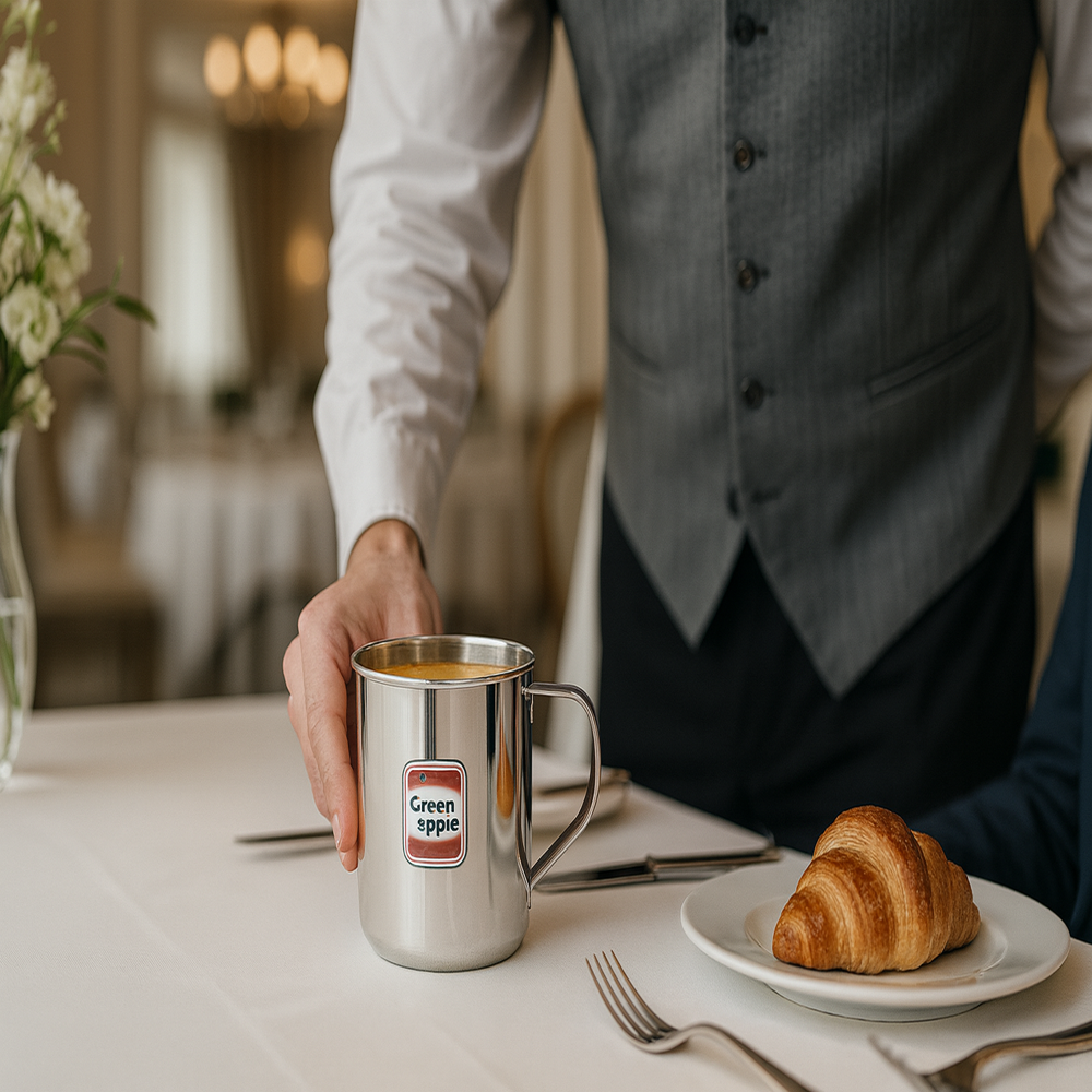 Stainless Steel Sober Mug With Coil Handle - Mirror Finish, Food Grade - 300ml to 1250ml For Tea, Coffee and Milk