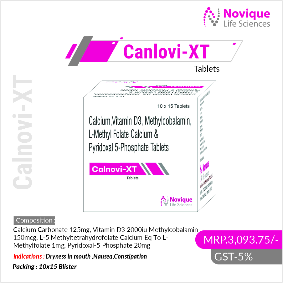 Calcium Carbonate 1250mg + Vitamin D3 2000iu + Methylcobalamin 1500 Mcg + L-5 Methyltetrahydrofolate Calcium Eq To Lmrthylfolate 1mg + Pyridoxal -5 Phosphate 20 Mg