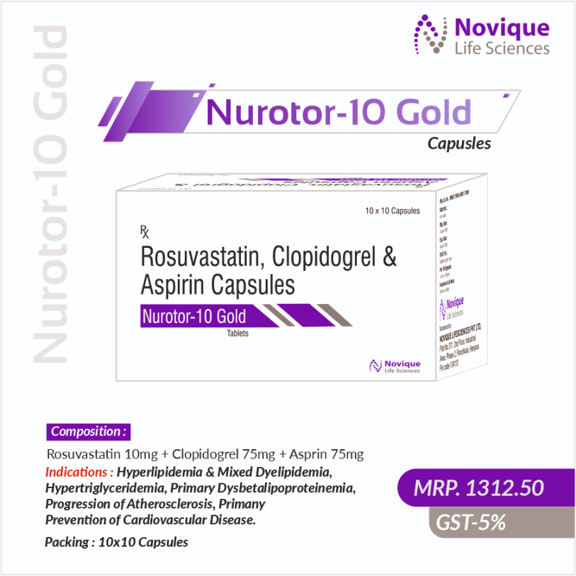 Rosuvastatin 10mg + Clopidogrel 75g + Asprin 75mg - Dosage Form: Capsules