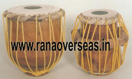 Wooden Tabla Set - Crafted from Premium Wood , Light Brown Finish with Leather Fingerboard for Professional Singing