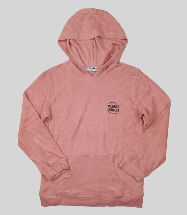 W13366 Junior Ladies Hooded Pullover Terry Sweatshirt