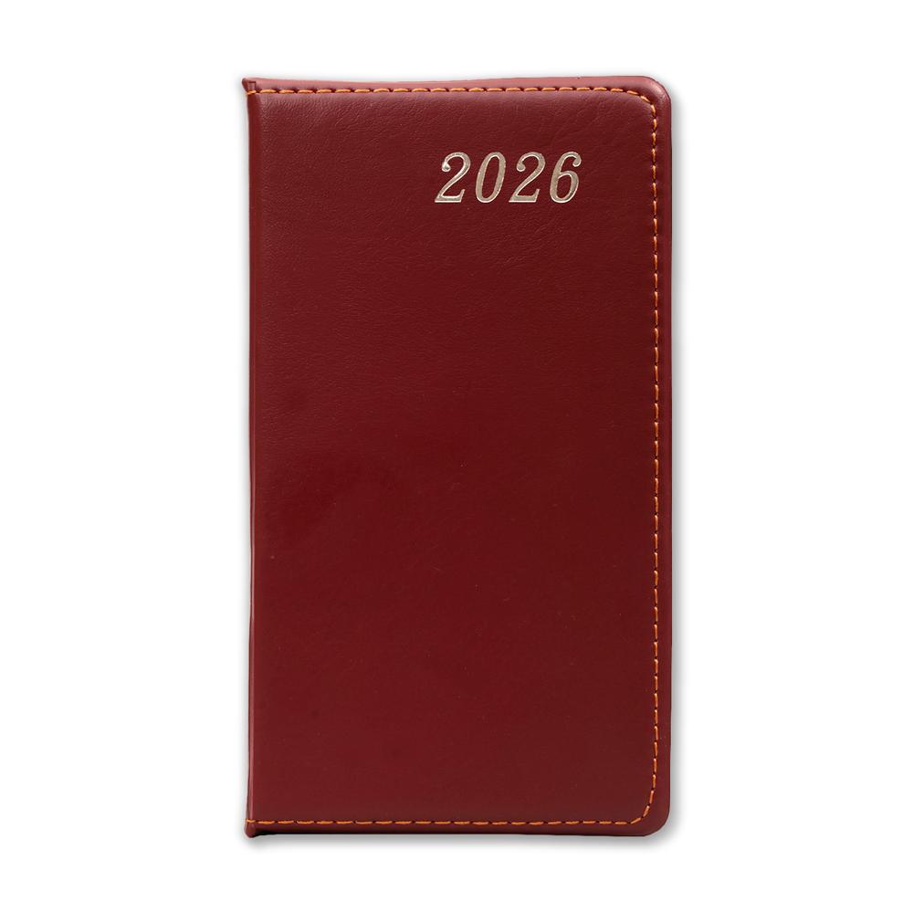 2026 Brown Pocket Diary - Cover Material: Leather