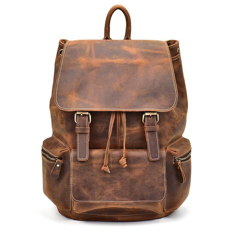 Leather Backpack Bag - Color: Brown