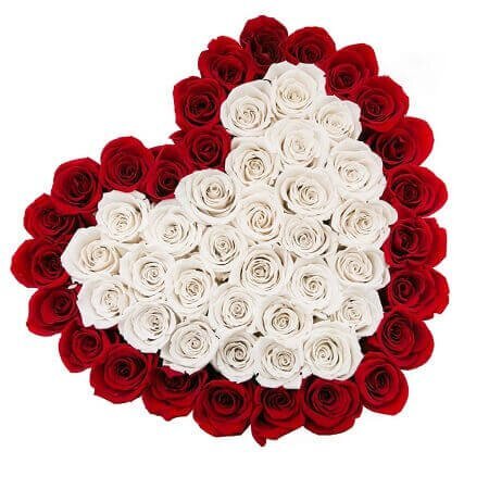 Heart With Red And White Bouquet - Color: Multi Colour