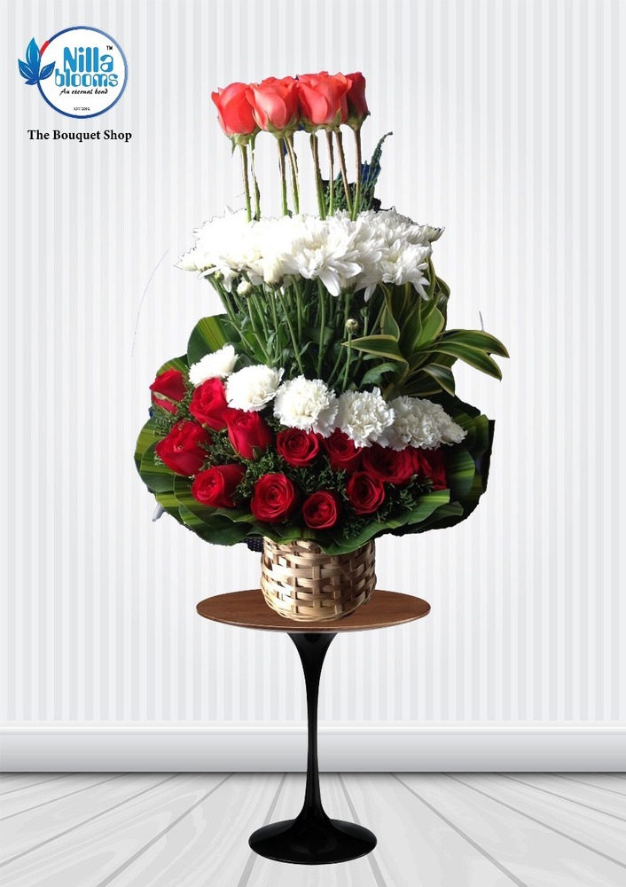 Basket Bouquet With Flowers - Color: Multi Colour