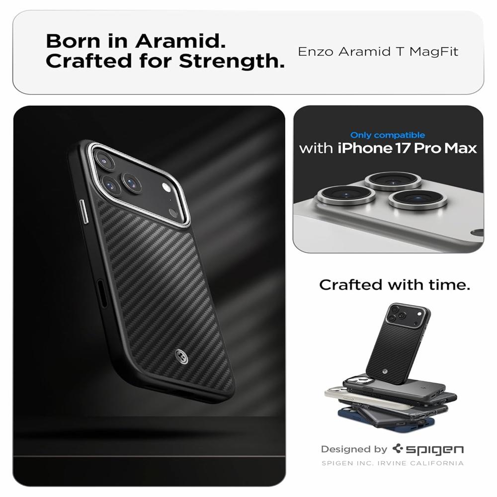 Spigen Enzo Aramid T Case for iPhone 17 Pro Max (Black Sliver)