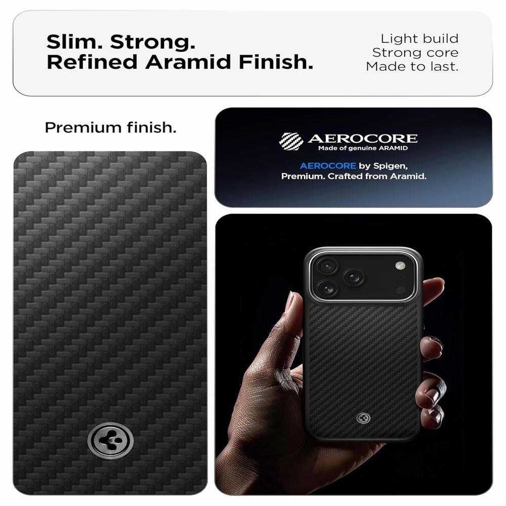 Spigen Enzo Aramid T Case For Iphone 17 Pro Max (Black Sliver) - Color: Black
