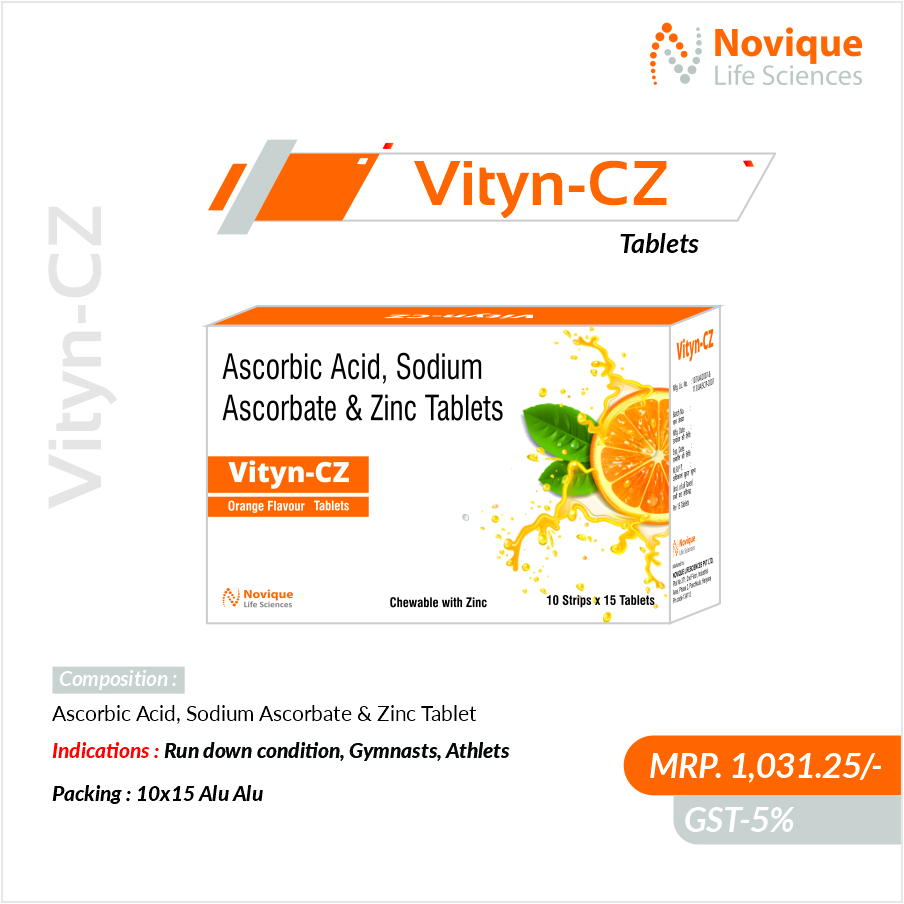 Ascorbic Acid 100mg + Sodium Ascorbate 450mg + Zine Citrate Equivalent To Elemental Zinc 10 Mg