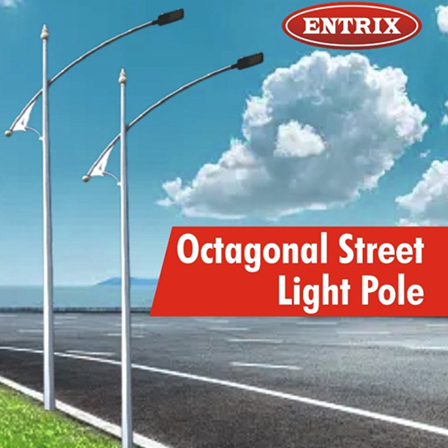 Octagonal Street Light Pole - Color: Silver