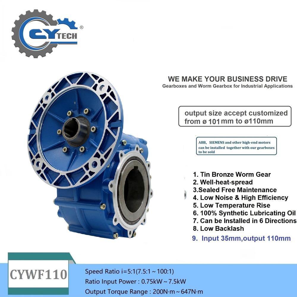 CHENYUE CYWF110 High Performance Worm Gearbox, 5:1 to 100:1 Ratio, Lifetime No Refuel Worm Gear Reducer, Durable Gearboxes for Machinery & Automation