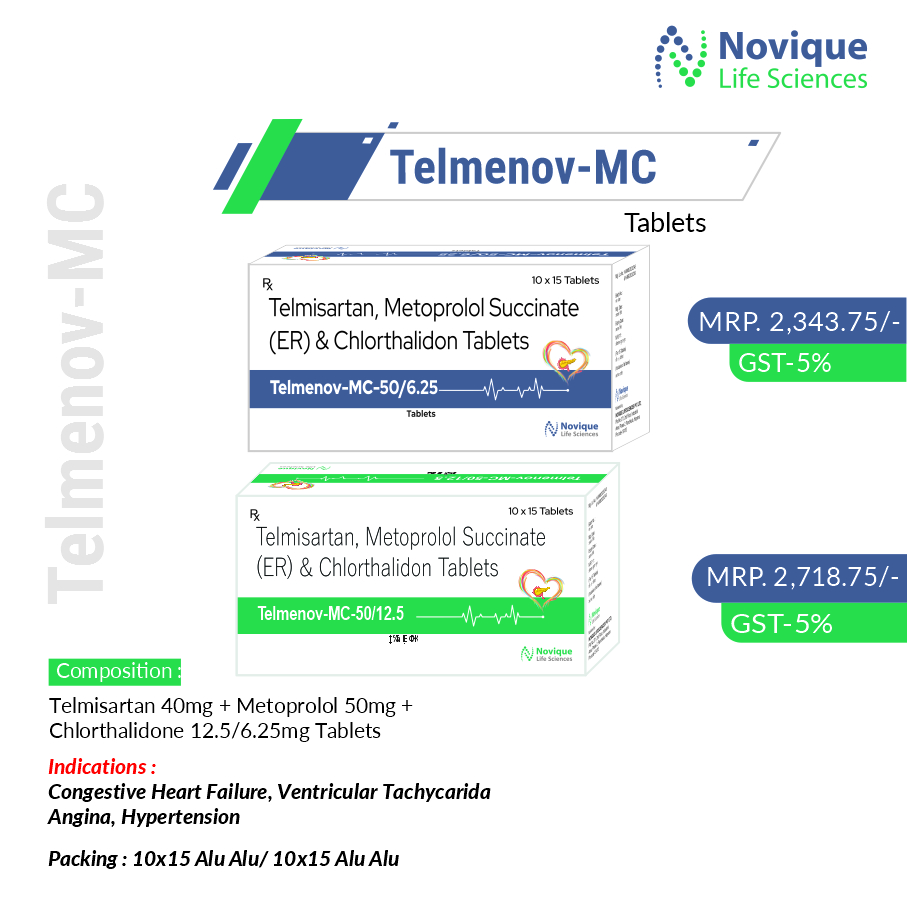 Telmisartan 40mg + Metoprolol 50 Mg + Chlorthalidone 6.25mg