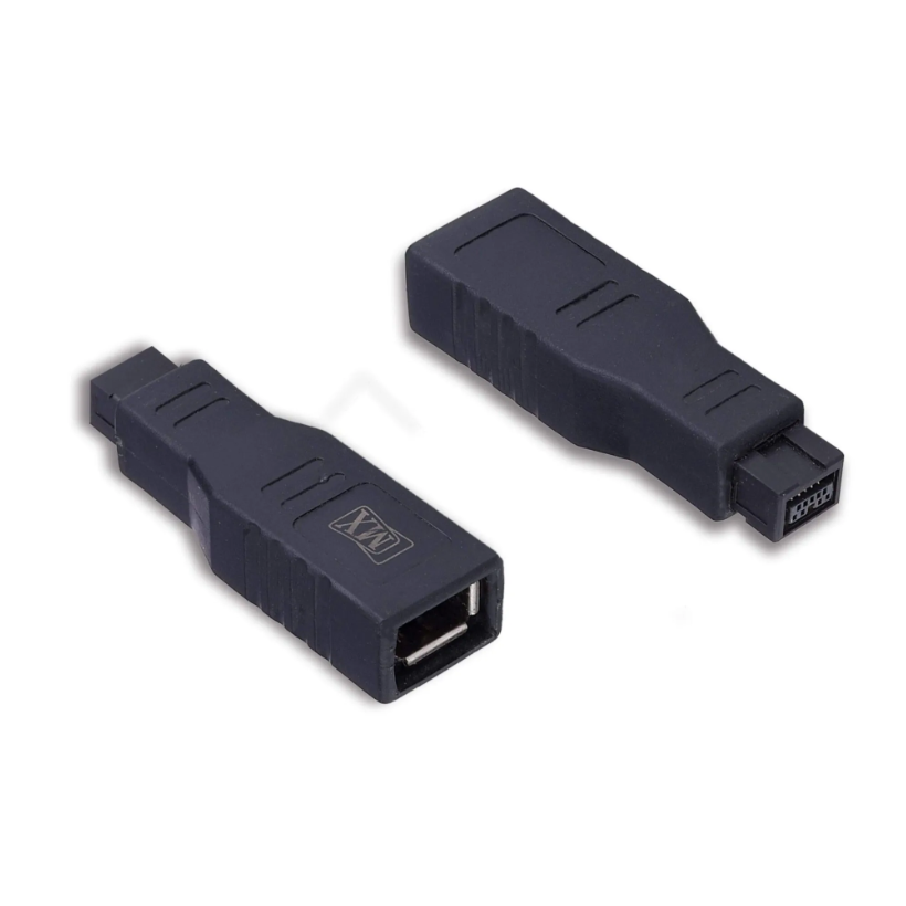 Mx Firewire Ieee 1394B   9 Pin Male To 6 Pin Female Adapter - Color: Black