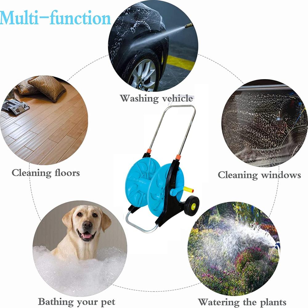 Garden Pressure Water Hose Reel Cart With Wheels