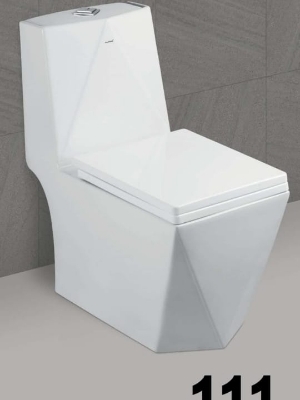 One Piece Ceramic Toilet Seat - Color: White