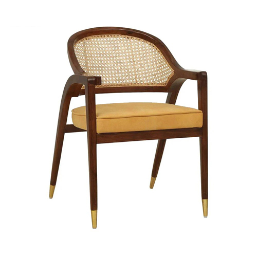 Hexa Cane Teakwood Restaurant Chair - Design: Plain