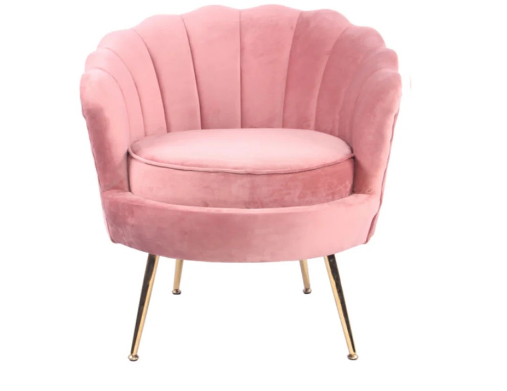 Waver Velvet Accent Chair With Gold Legs - Application: Restaurant
