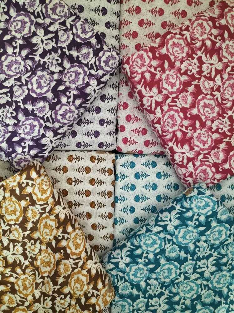 Jaipuri Top And Bottom Fabric - Color: Multicolor