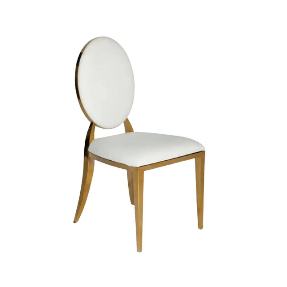 Mehfil Gold Powder Coated Ms Banquet Chair - Color: White