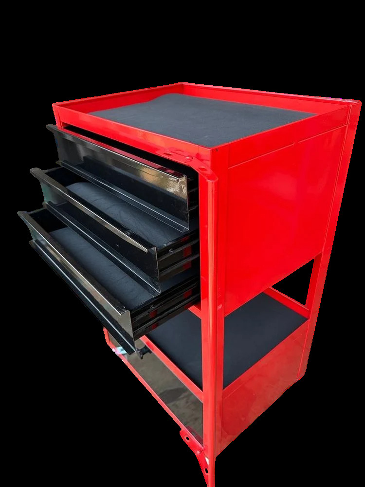 3 Drawer Tools Trolley - Color: Red