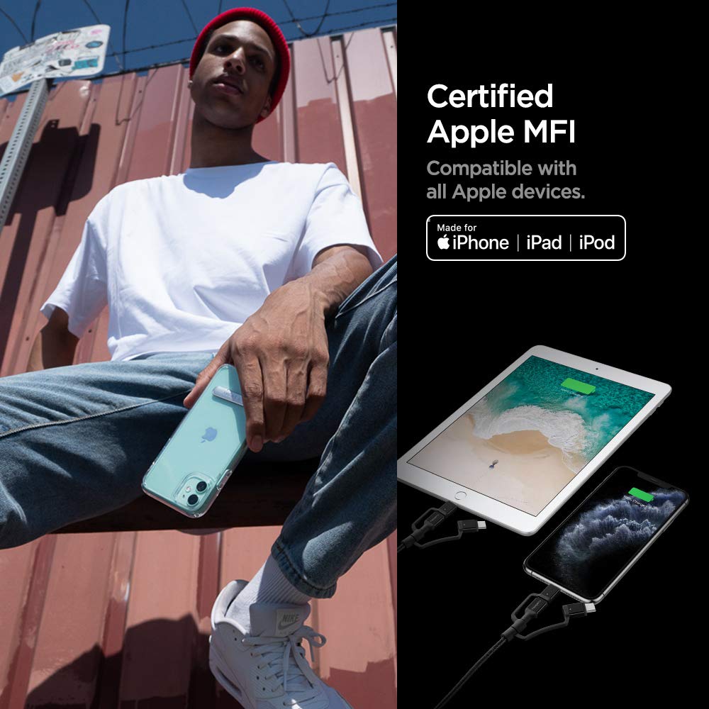Spigen For Apple Mfi Certified, 3 In 1 Universalcable - Body Material: Nylon Braided