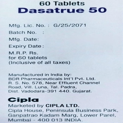 Dasatrue 50 Mg Tablet - Recommended For: Doctor