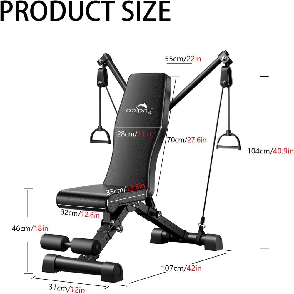 Adjustable Weight Bench for Home Gym Full Body Strength Training Foldable Incline