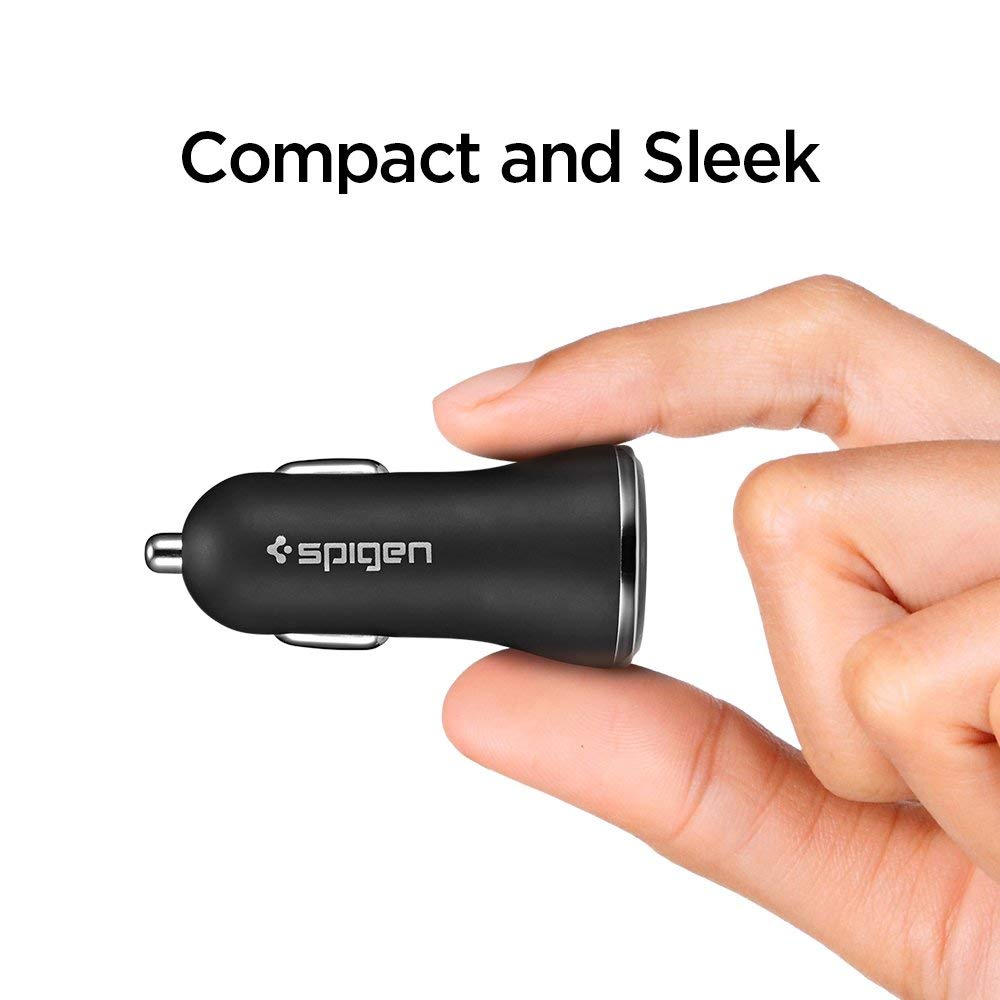 Spigen Car Charger Adapter Dual Port-Black